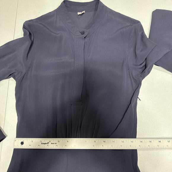 Arket Womens Modest Maxi Dress EU 34, US 4 Long Sleeves A-Line Band Collar Blue - Picture 13 of 16